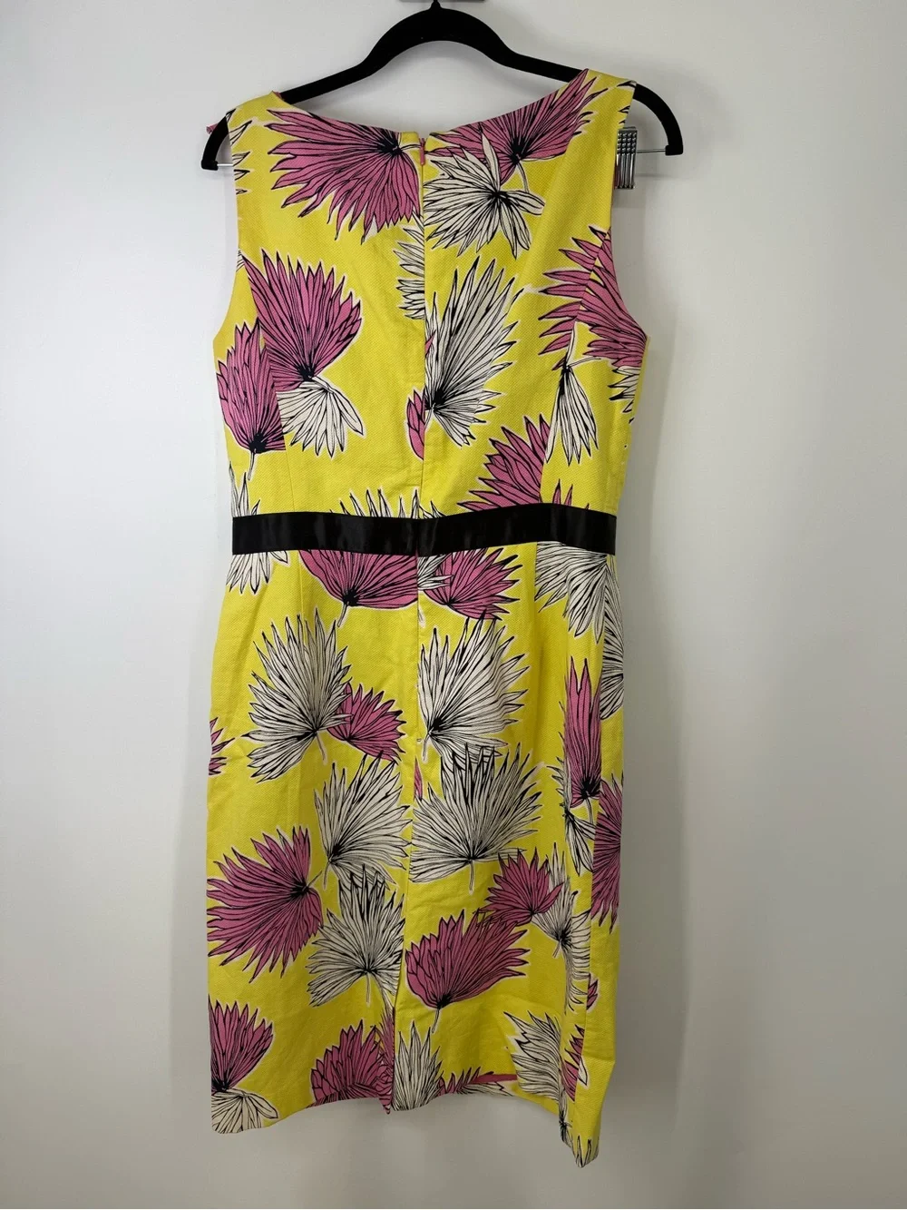 Vtg Cynthia Howie 100% cotton Sleeveless Yellow Floral Sheath Dress  size 10